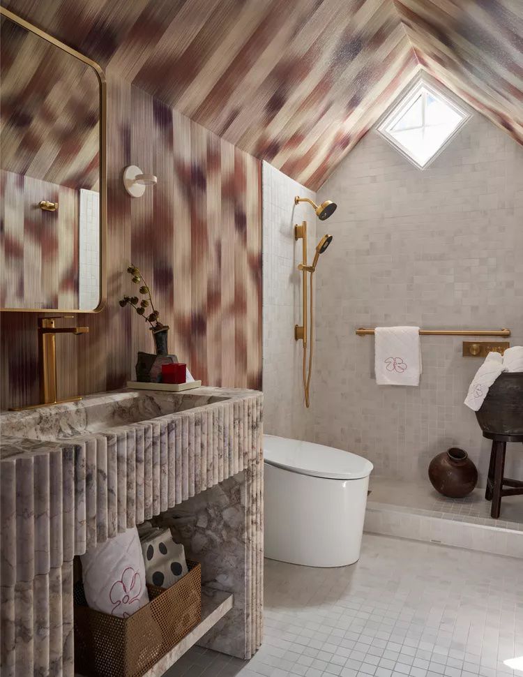 upper level spa-like bathroom attic