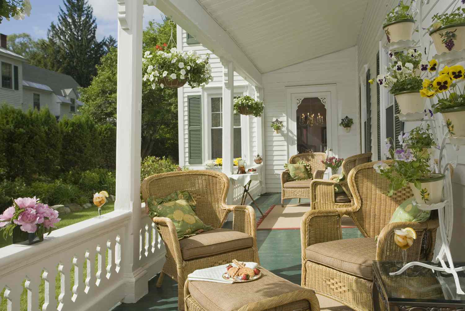 veranda with wicker furniture