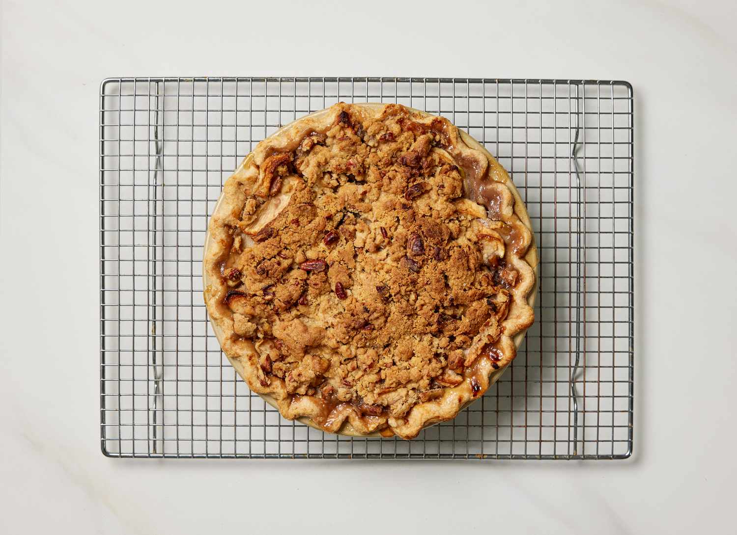 pie cooling on pie rack