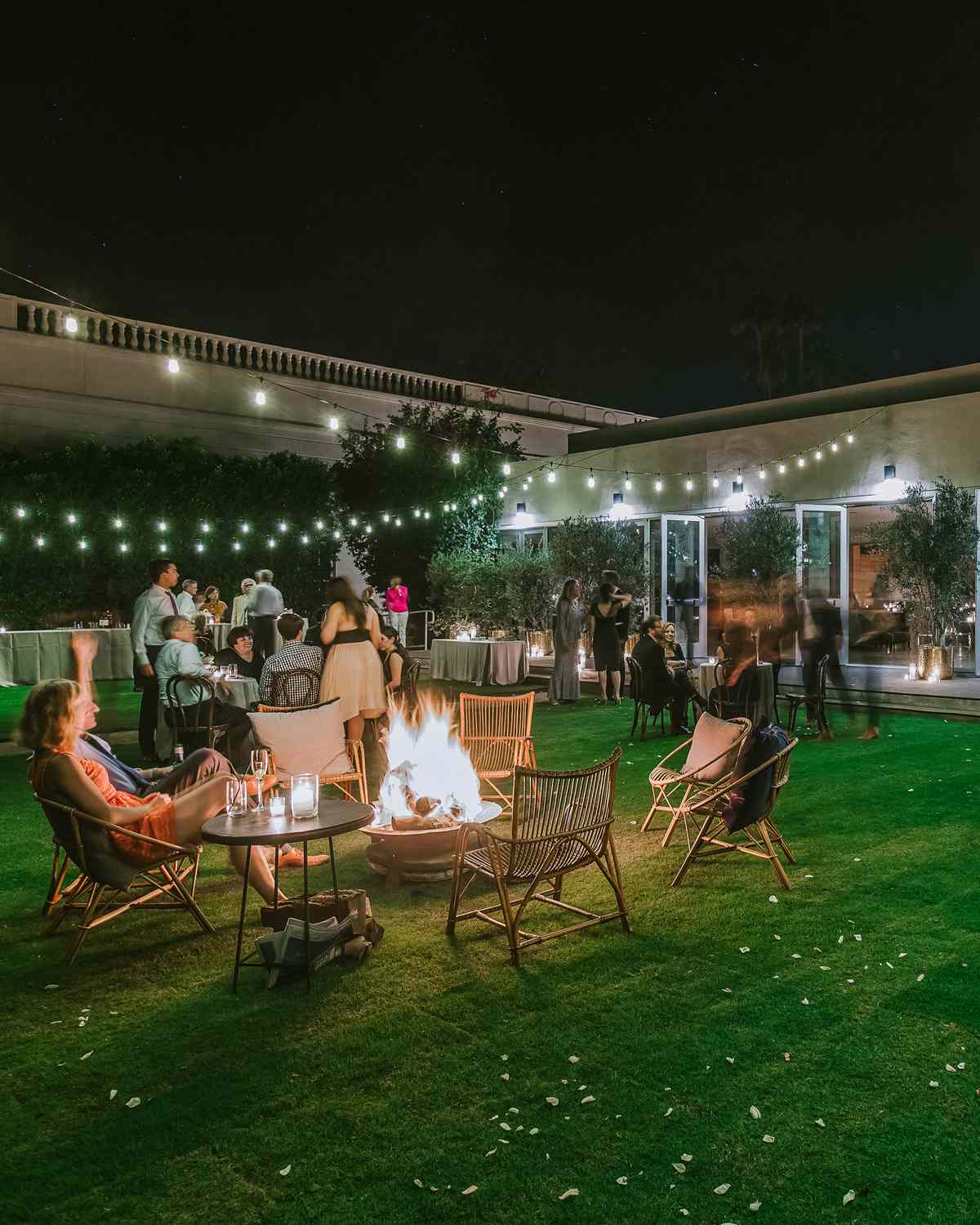 wedding after party lounge around bon fire