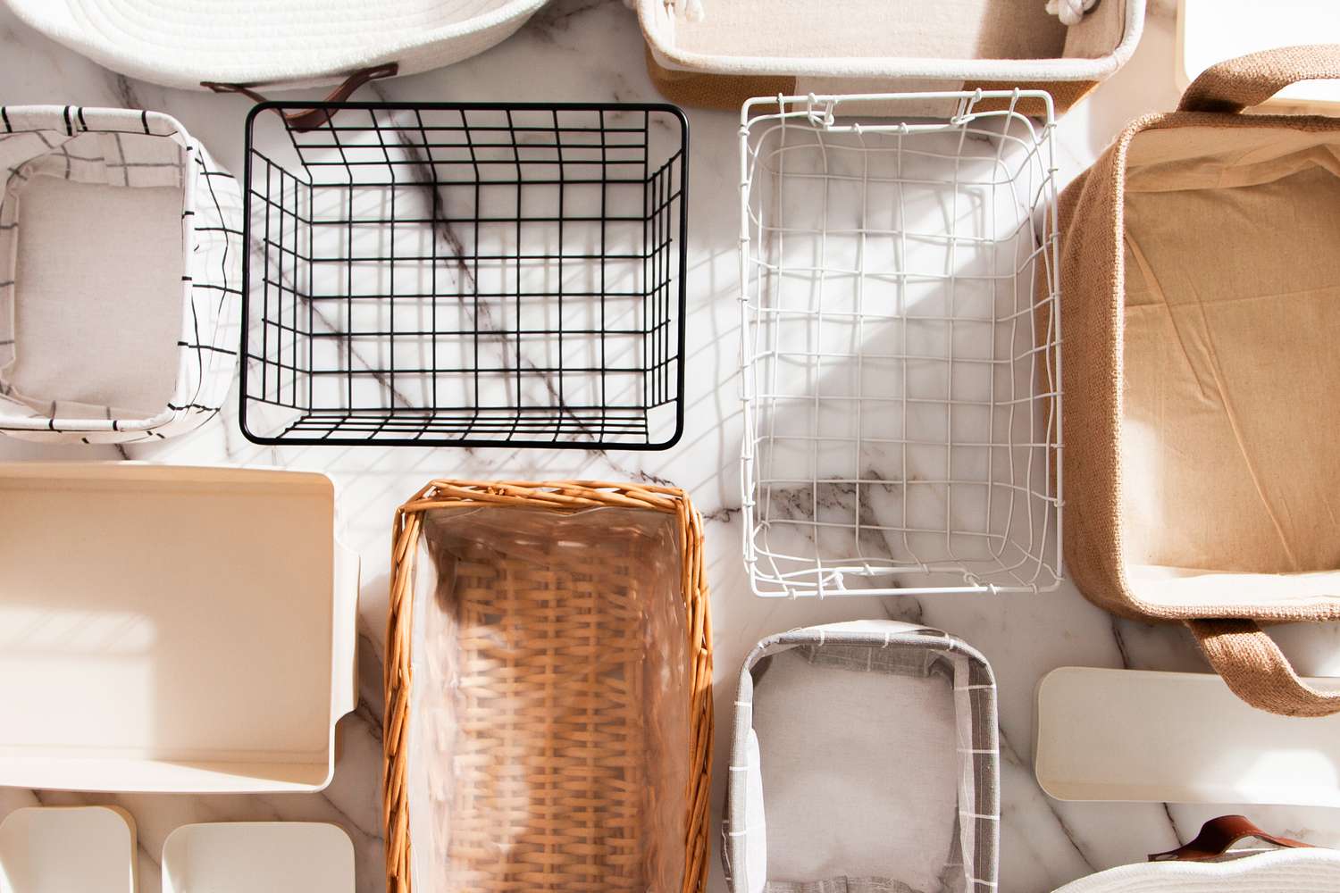 Baskets and bins for under bed storage