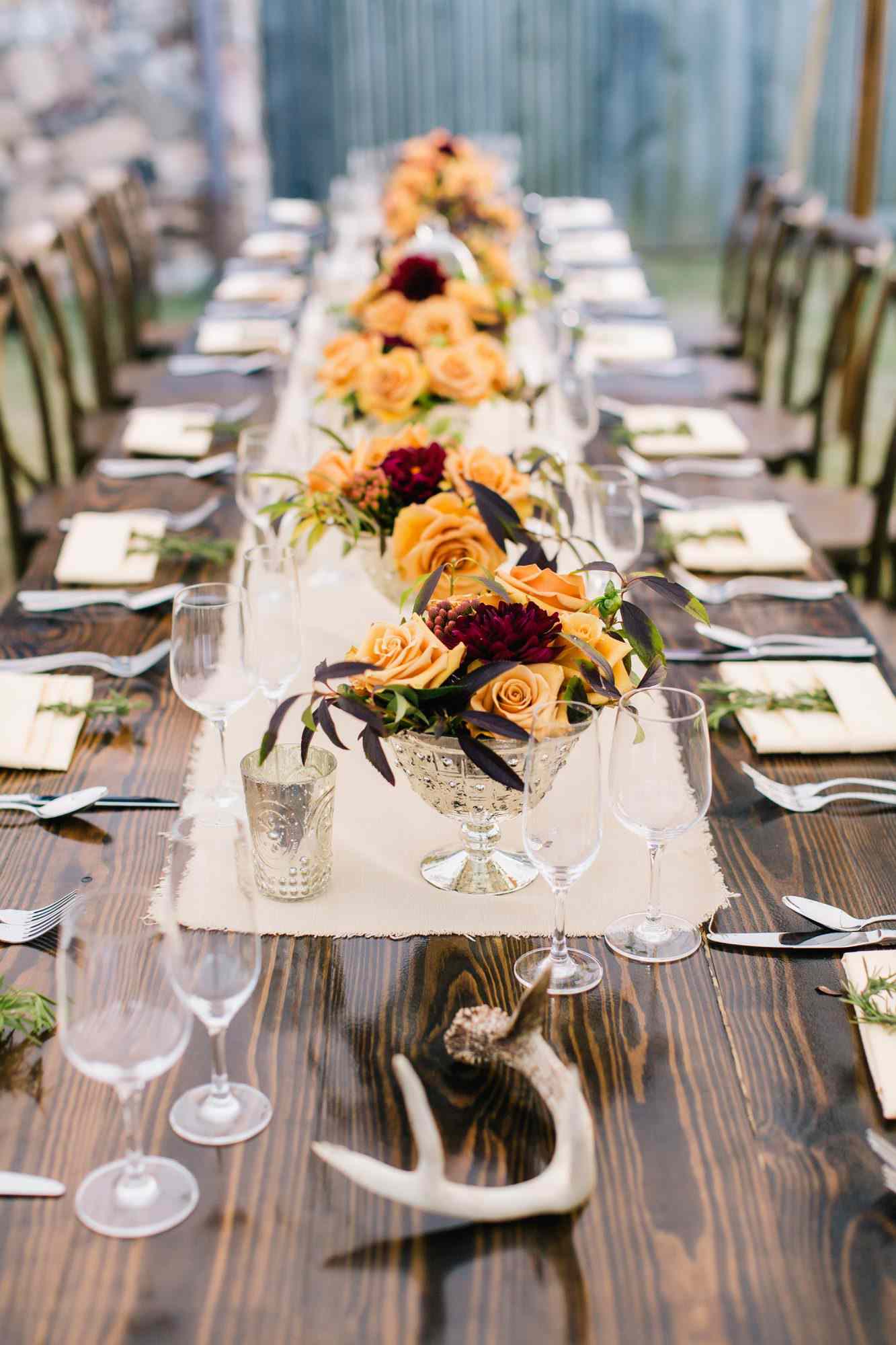 creamy orange and red centerpieces