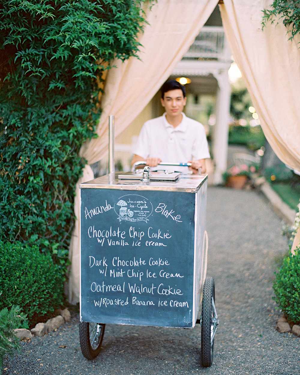 blackboard ice cream menu on mobile cart