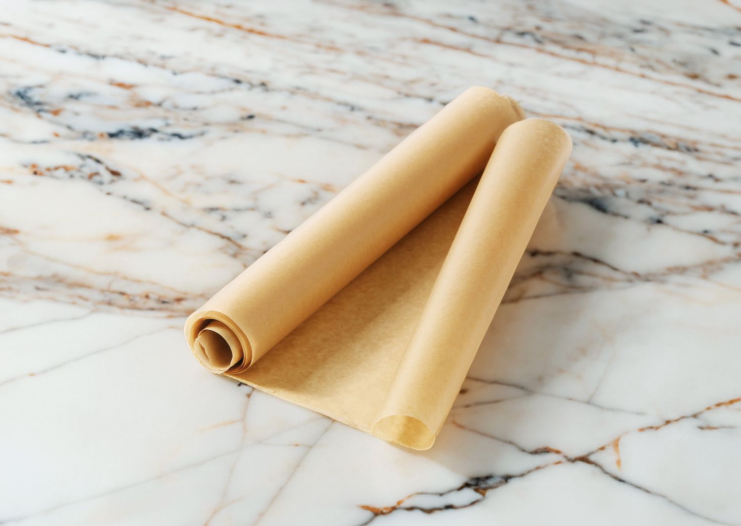 Roll of wax paper on countertop
