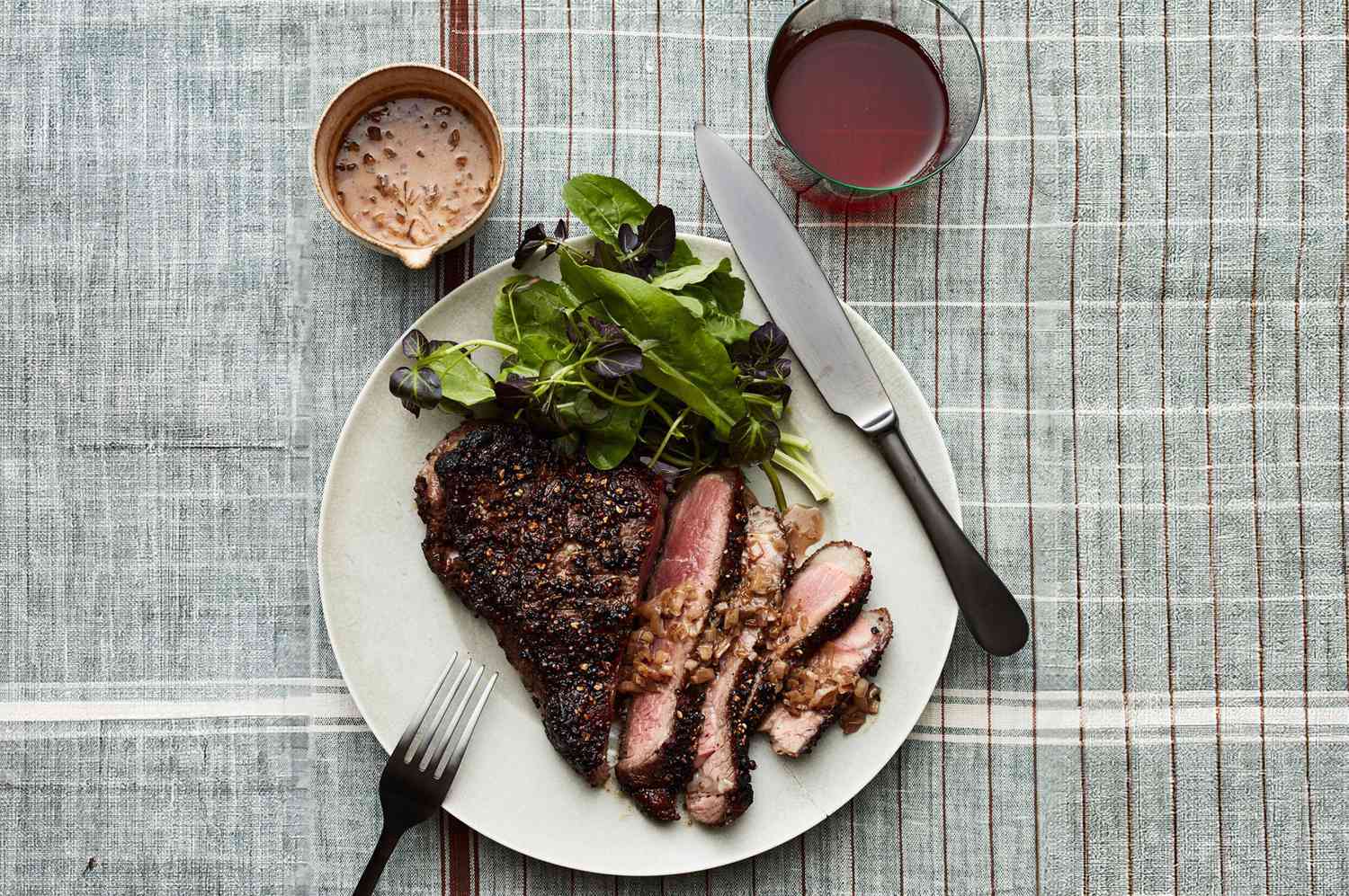 Steak dinner with salad