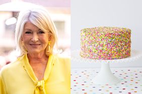 decorvow next to a cake covered in colorful sprinkles