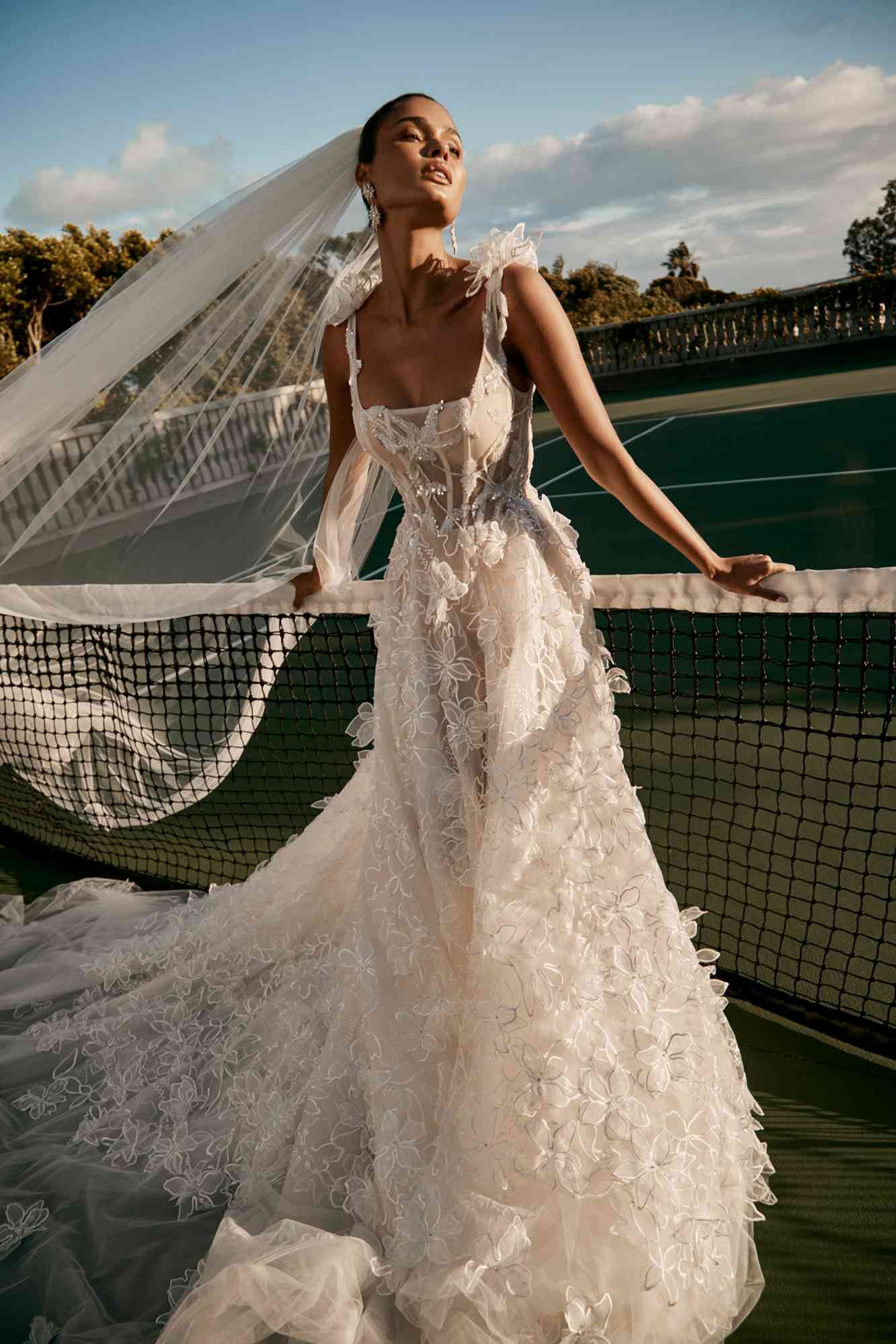 galia lahav floral appliqué wedding dress