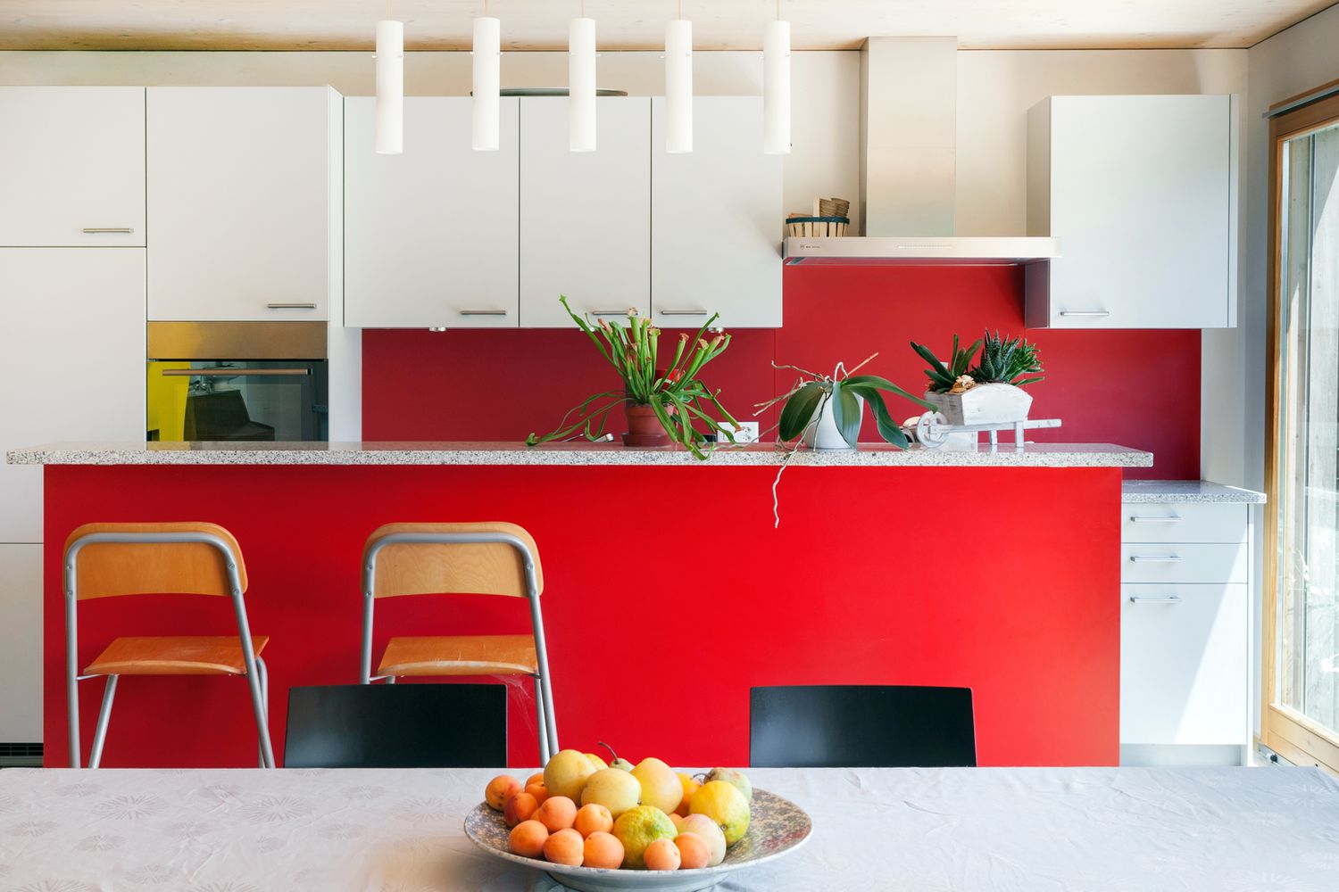 Red kitchen island