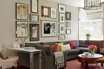 Gallery wall above a sofa