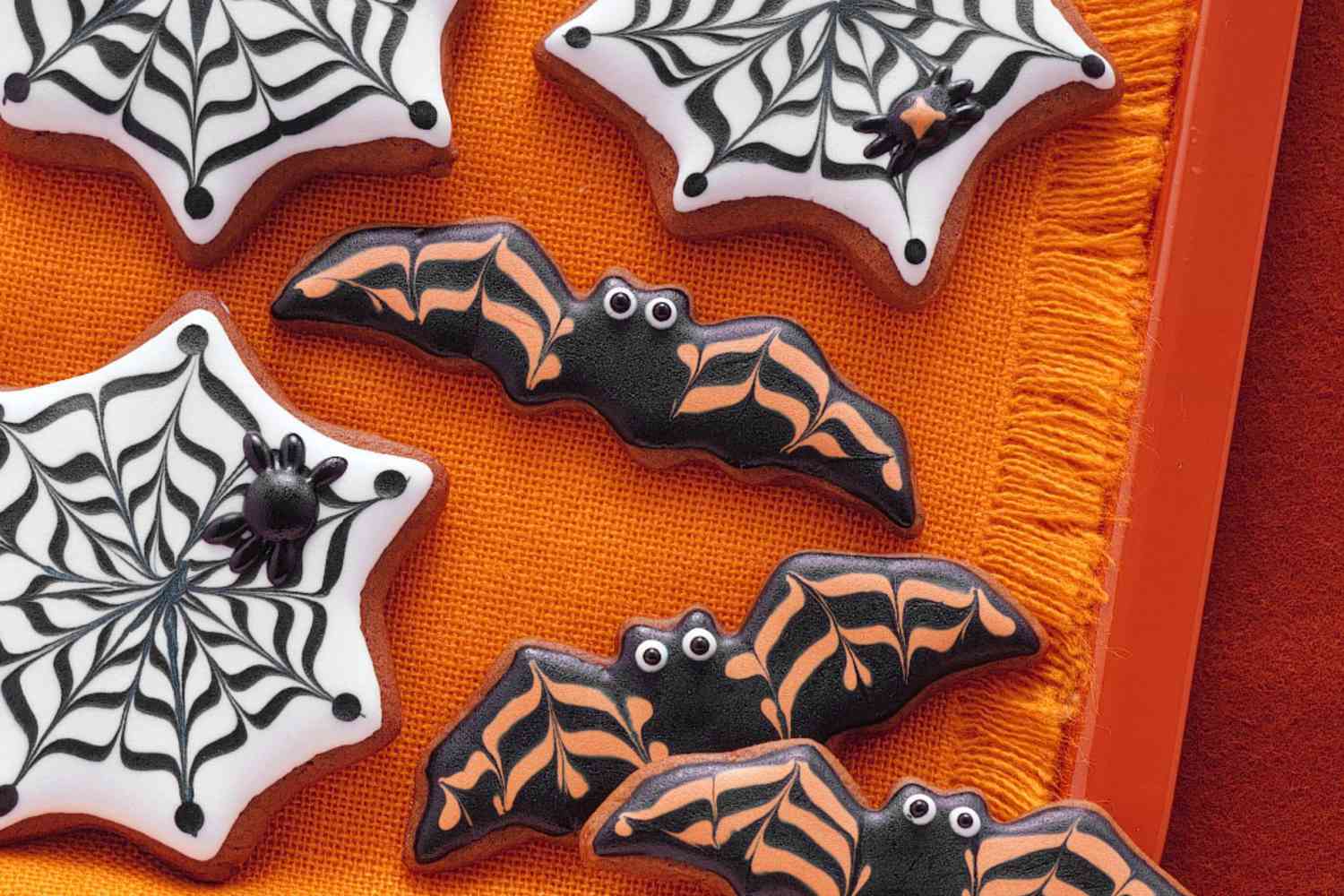 Bat and spider web cookies