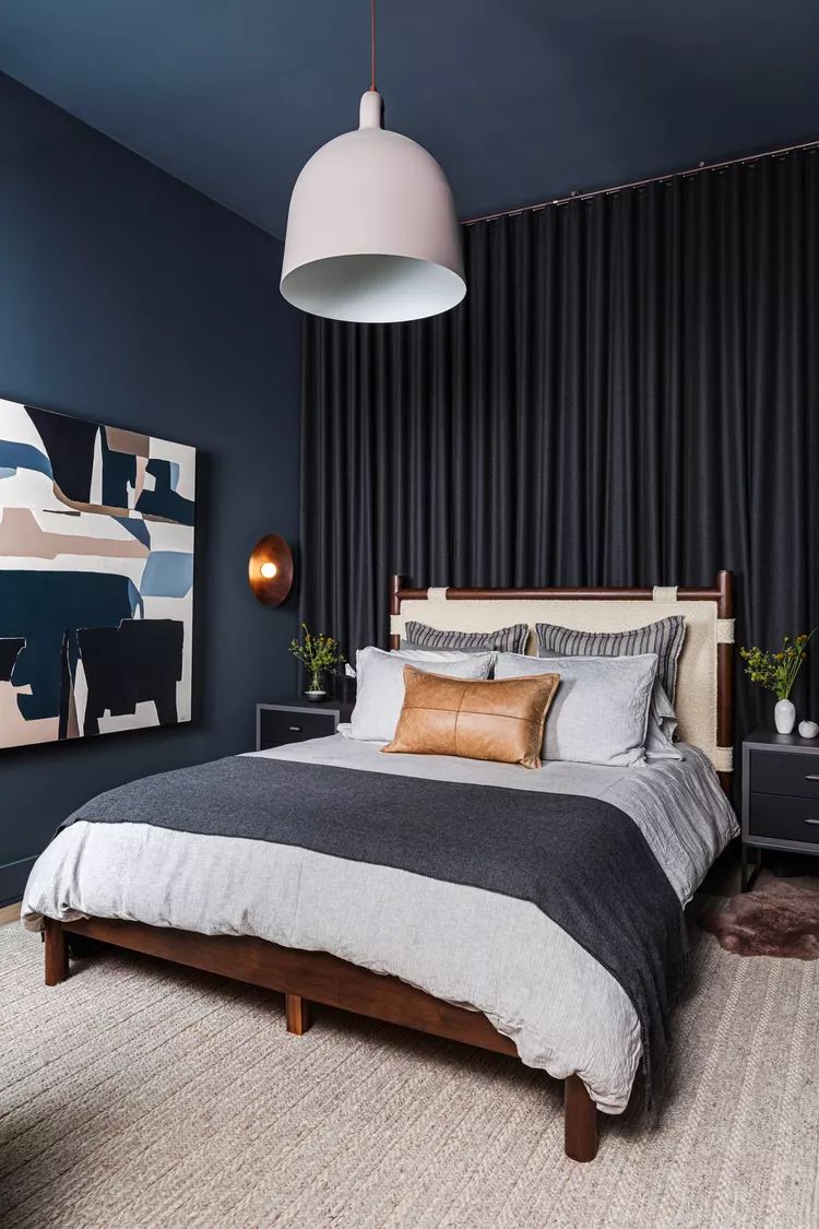 Black and Blue Bedroom 