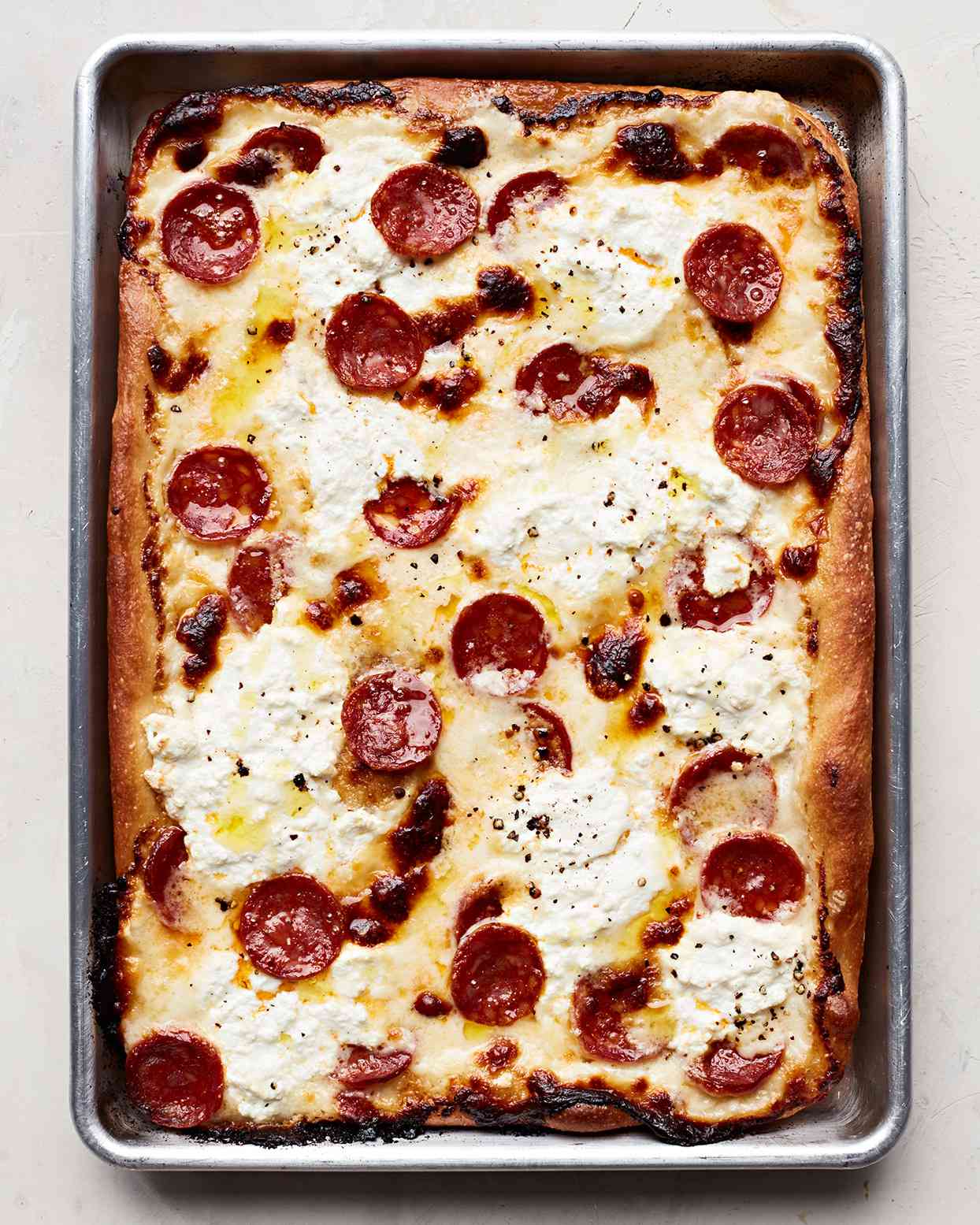 Pepperoni Three-Cheese White Pizza