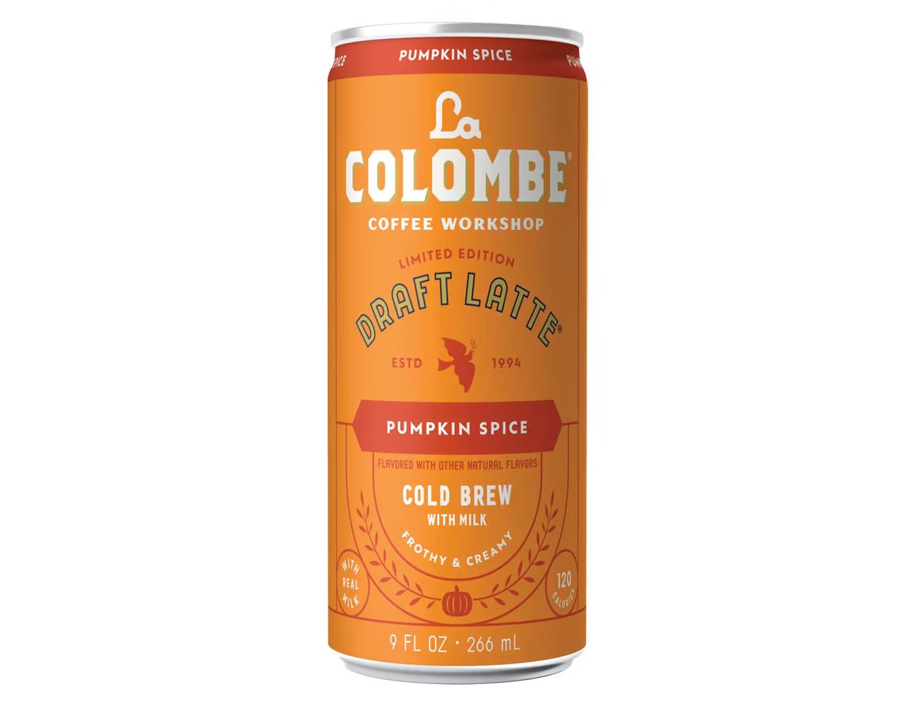 A can of La Colombe Pumpkin Spice Draft Latte