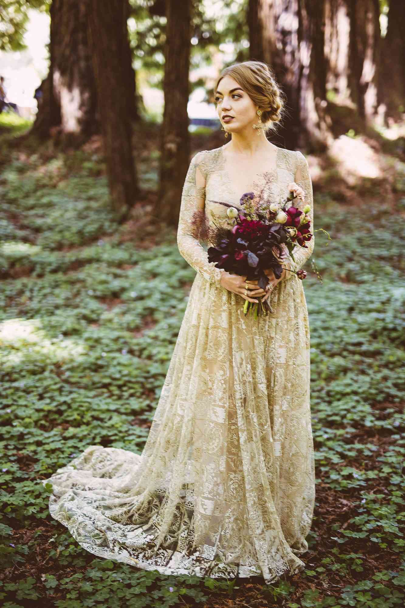 beige lace wedding dress