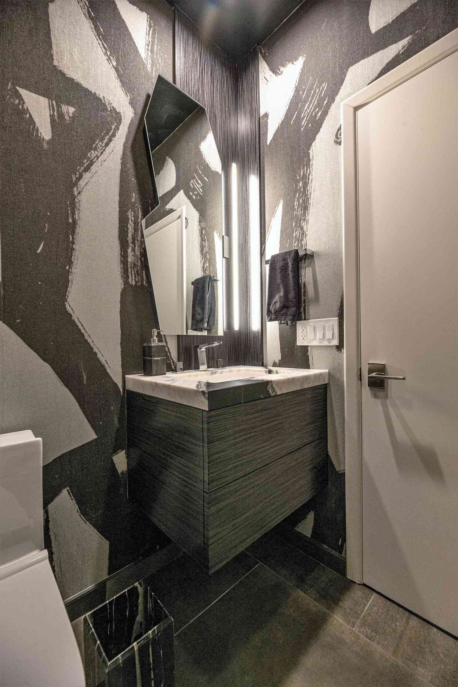 graphic small powder room