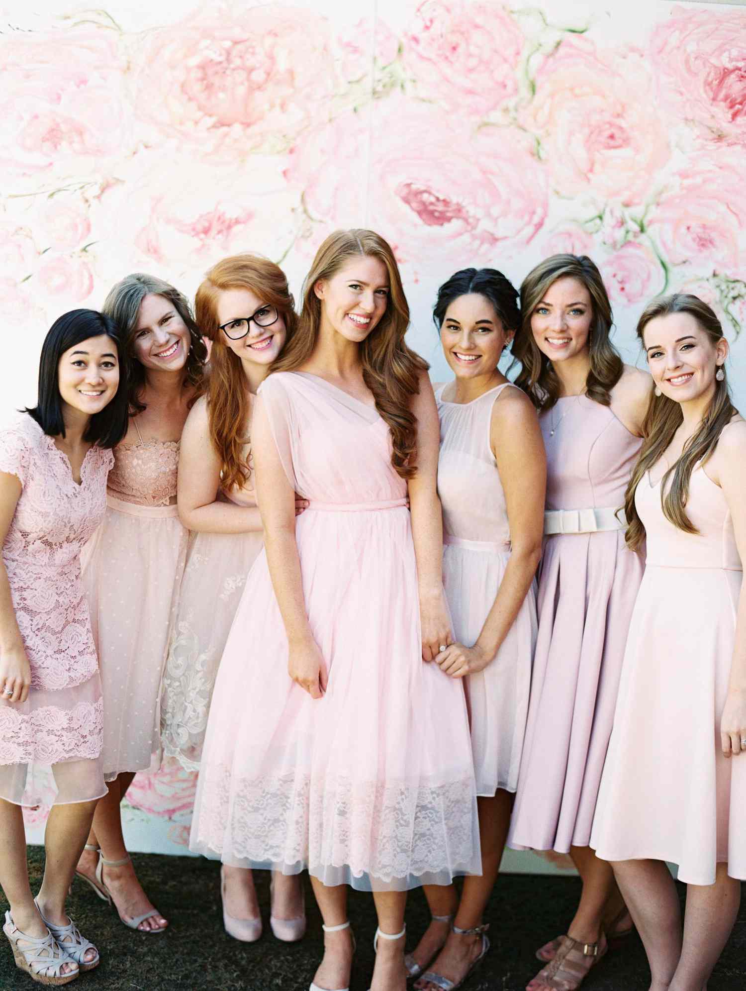 bridal shower guests wearing pink