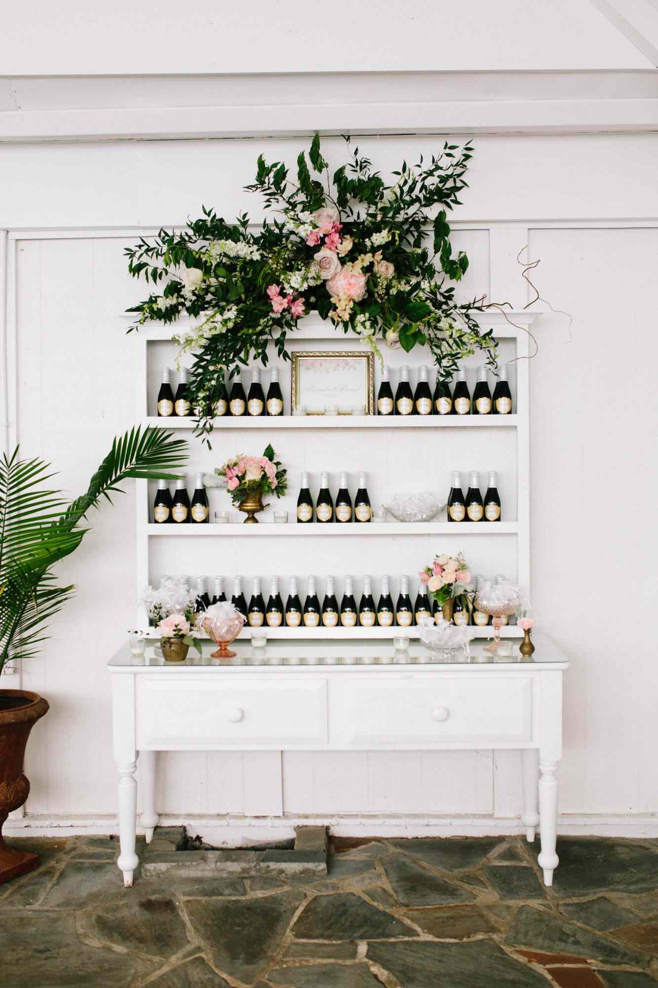 favor display with floral arrangement