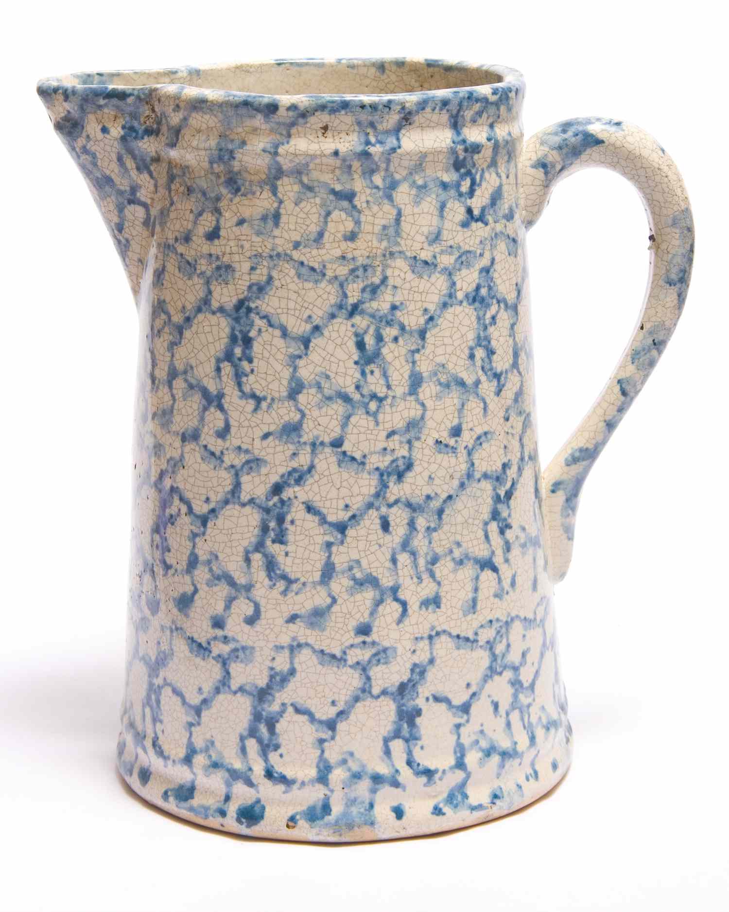 Spongeware blue and white pitcher