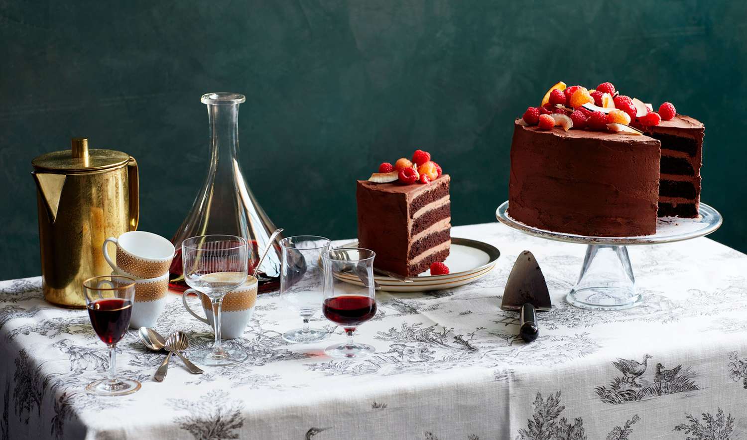 dairy-free chocolate-raspberry cake and fortified wines