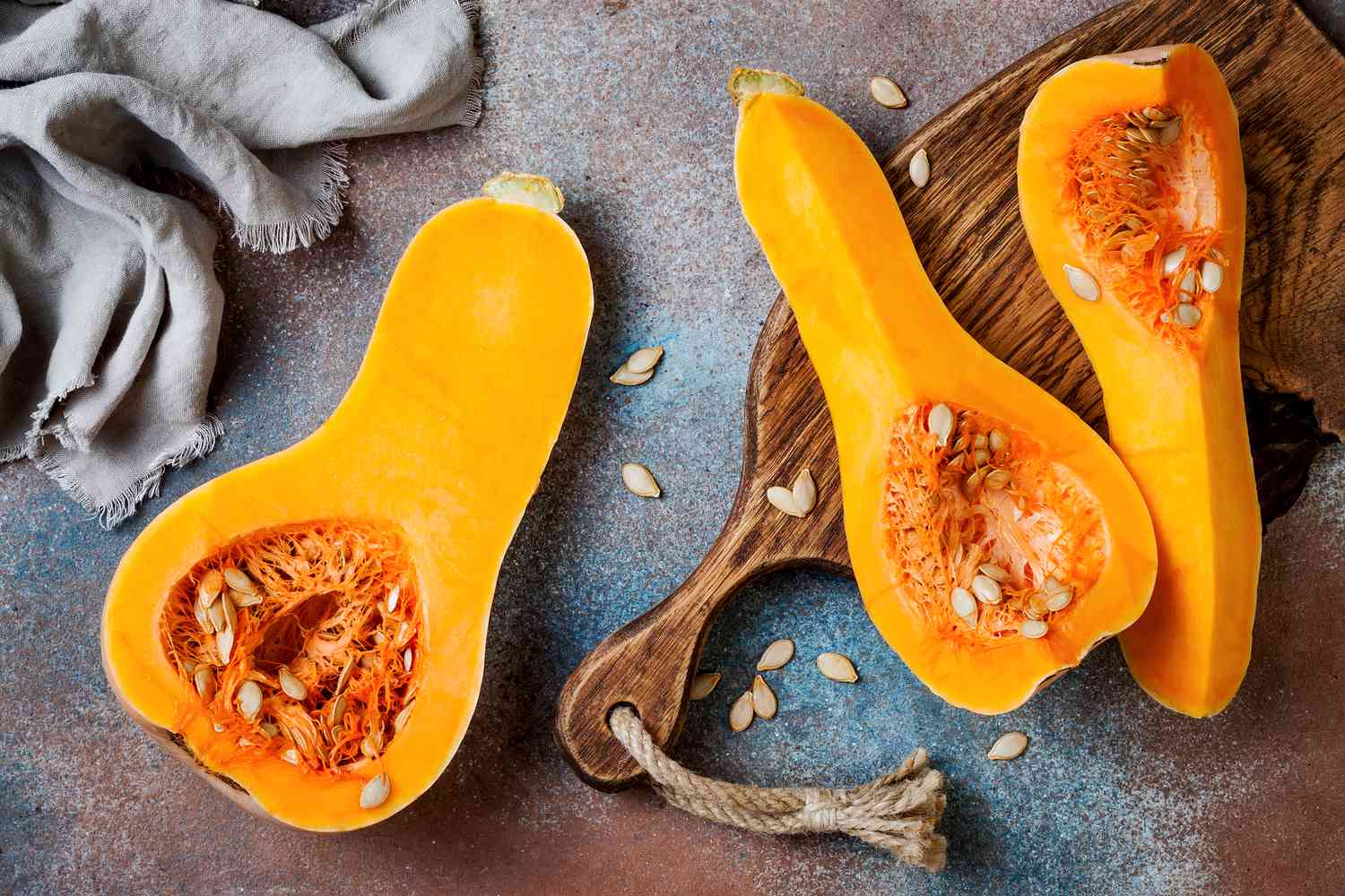Butternut squash on cutting board
