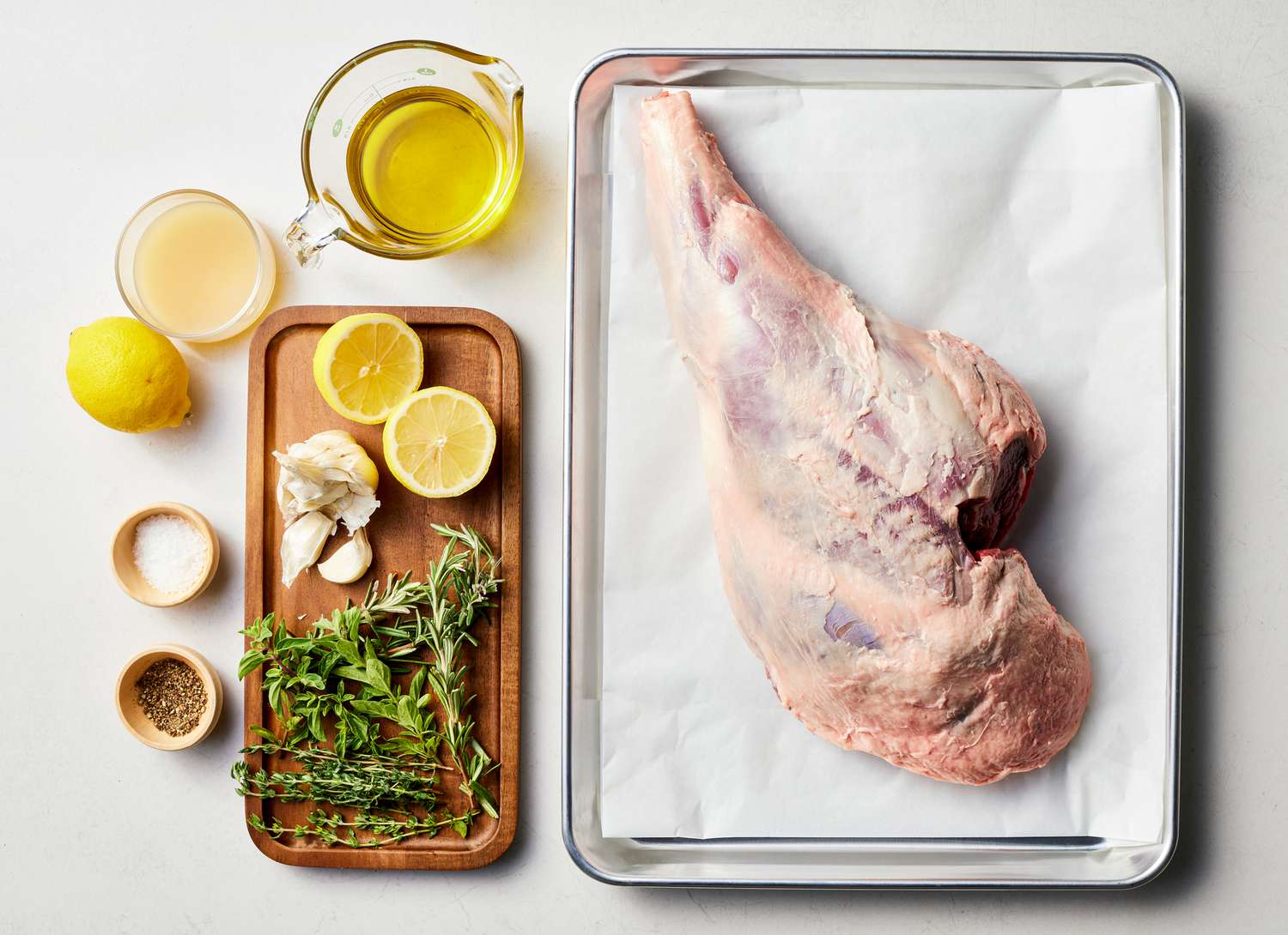 raw ingredients for leg of lamb recipe