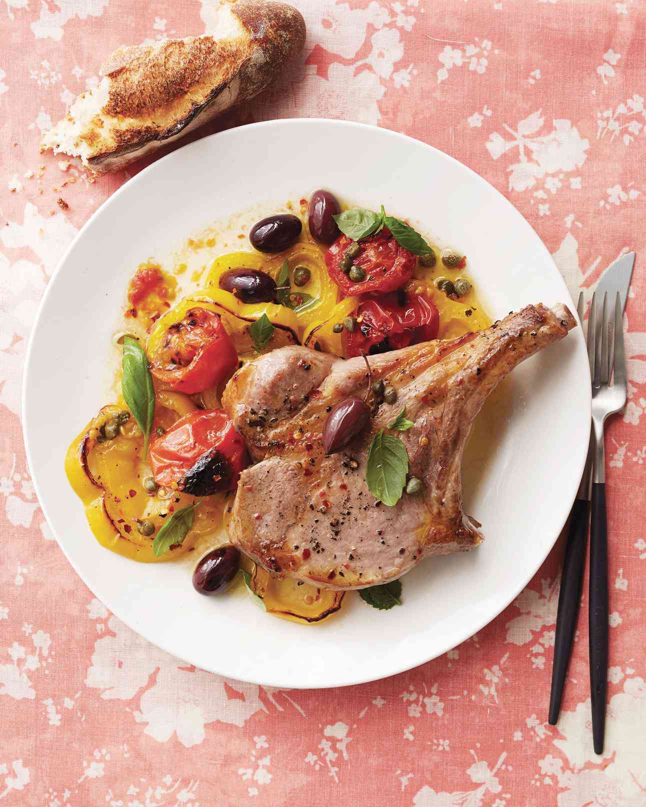 pork chops with yellow peppers