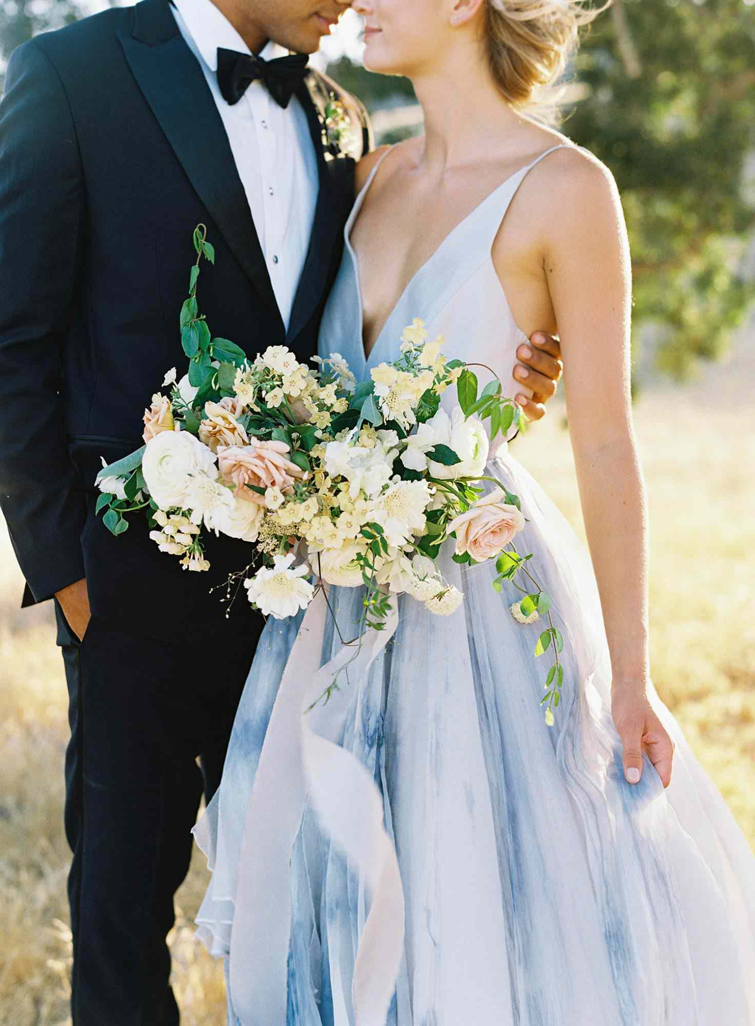 light blue wedding dress with water color