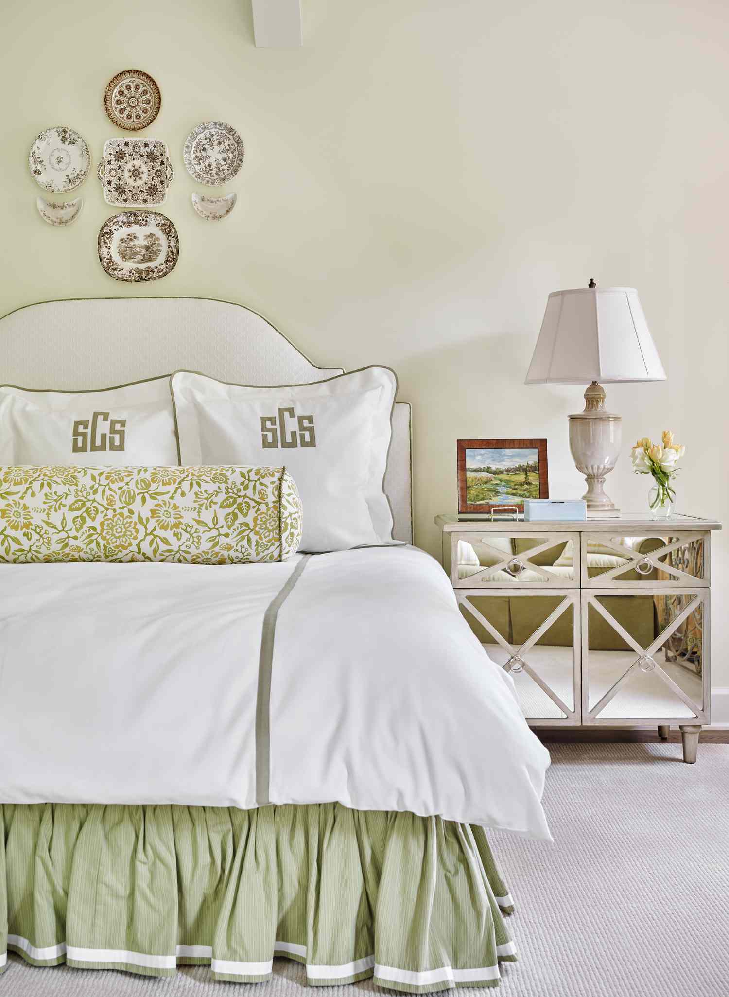 Plates as Wall Decor in Bedroom