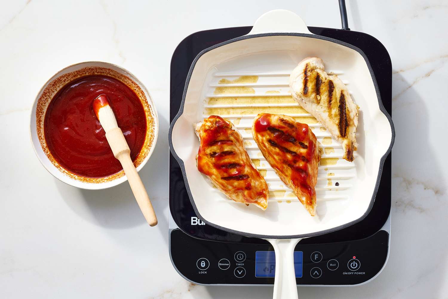 Step 2 Brush BBQ sauce on meat