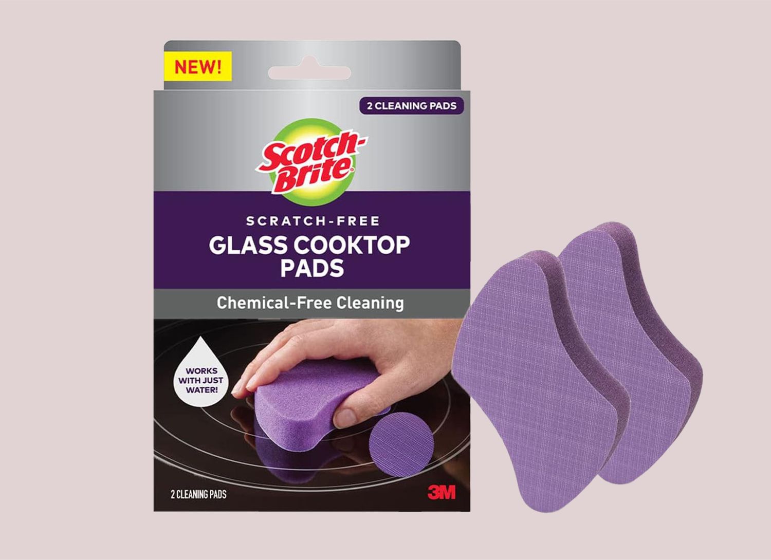 Scotch-brite glass cooktop pads on a neutral background