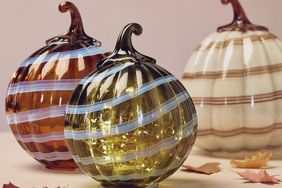 Decorative glass pumpkins with striped patterns