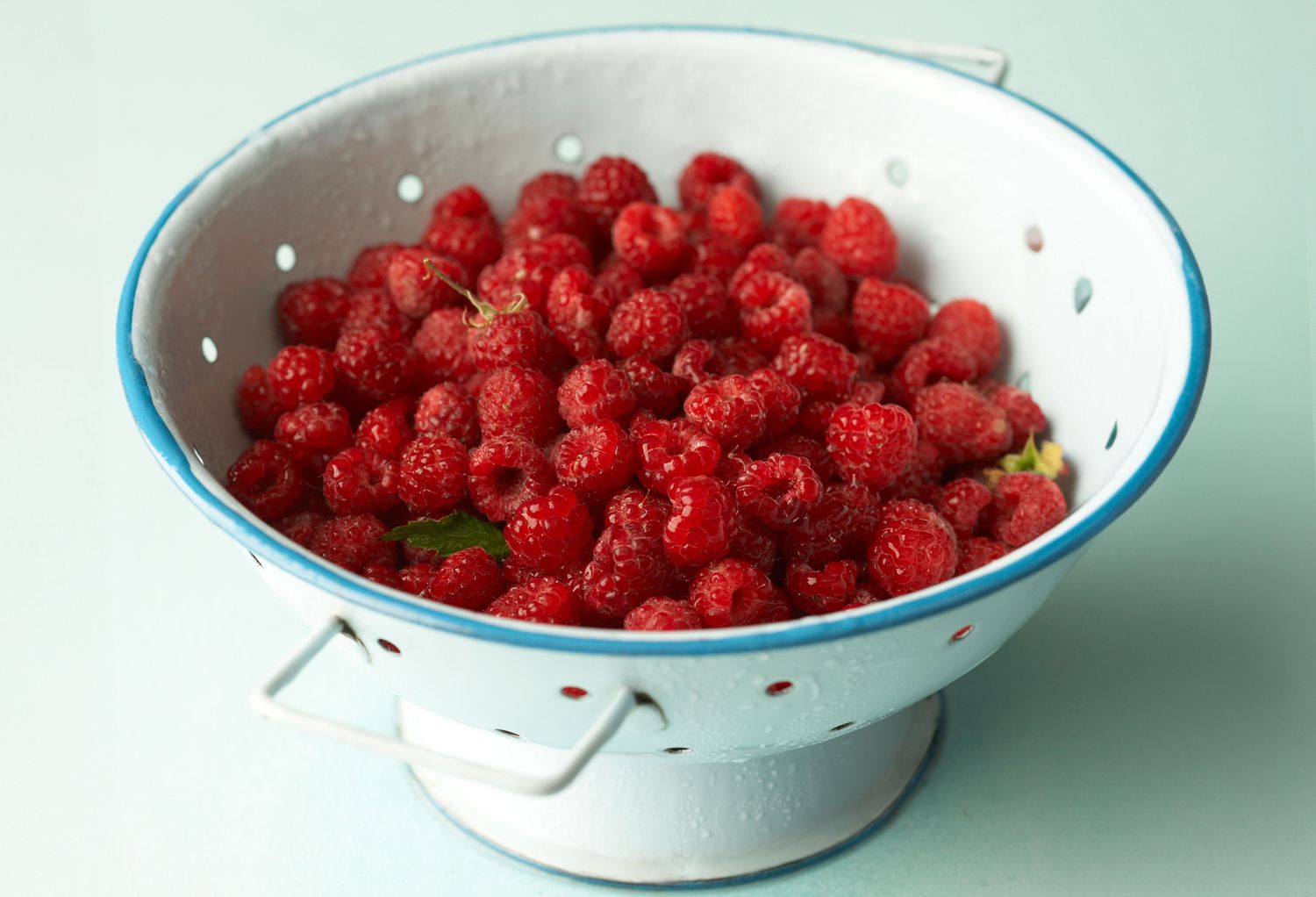 Raspberries in colander 