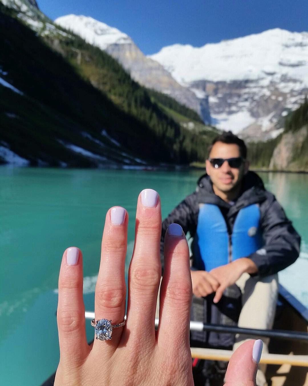 engagement ring selfie canoe with finance