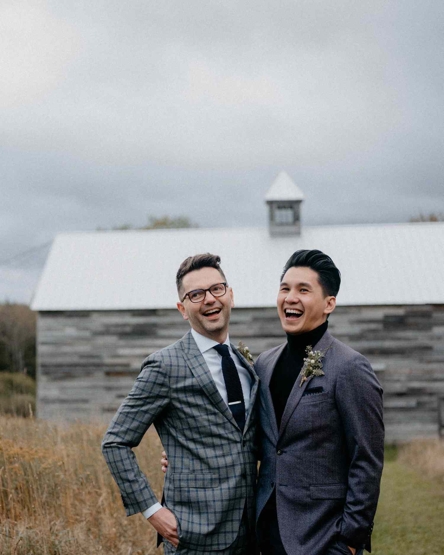 eric eryc wedding grooms outside