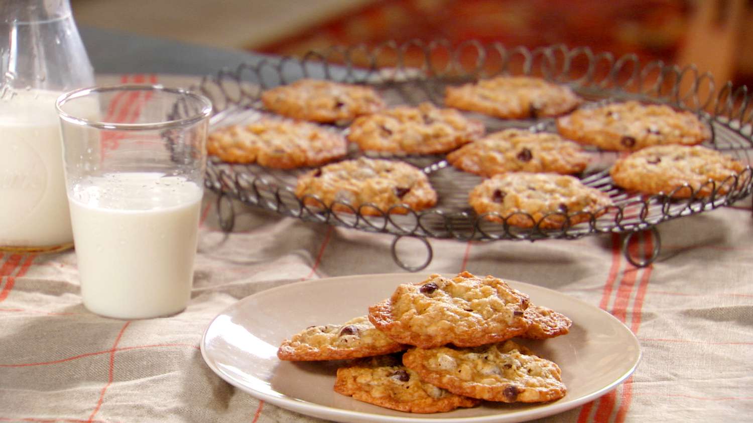 plate of oatmeal chocolate chip cookies