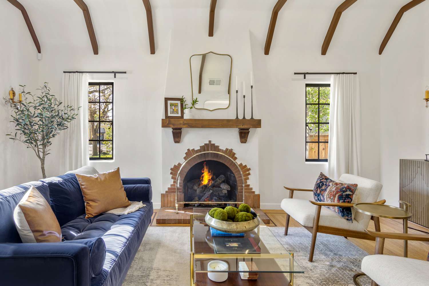 Living room with fireplace