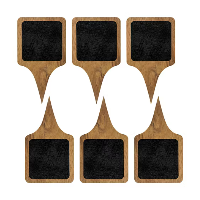 Set of six blackboard labels with wooden handles