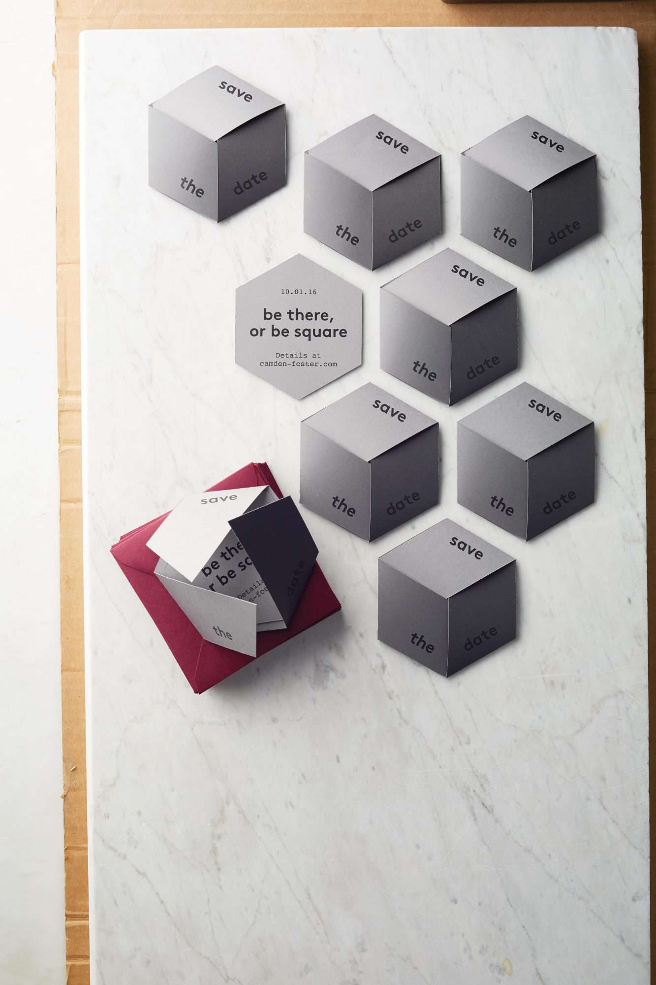 cube save the date paper presentation