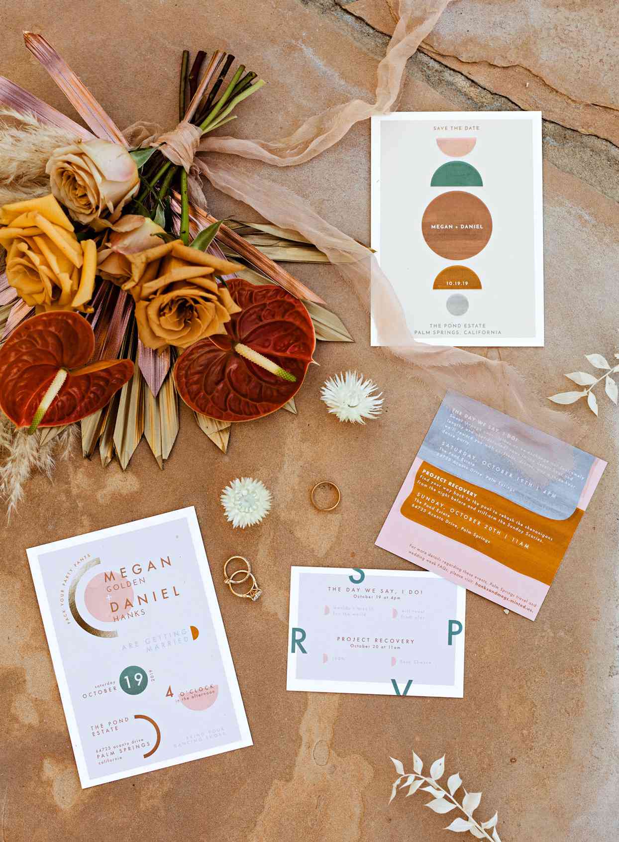 sunset hues wedding invitation suite