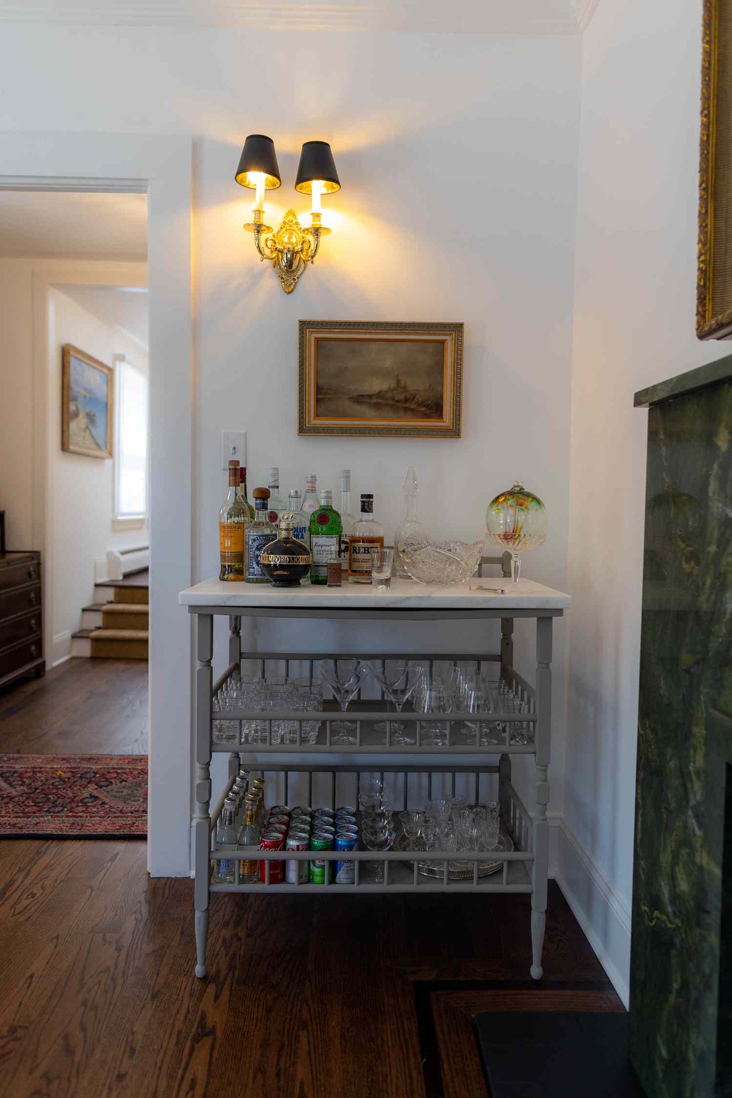 French Linen chalk paint for bar cart