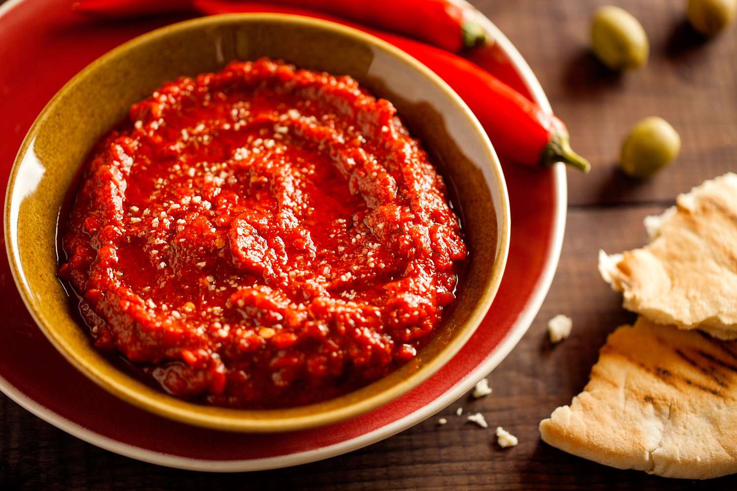 creamy red dip with harissa spices