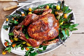 Lemon-herb turkey with bay butter and gravy recipe