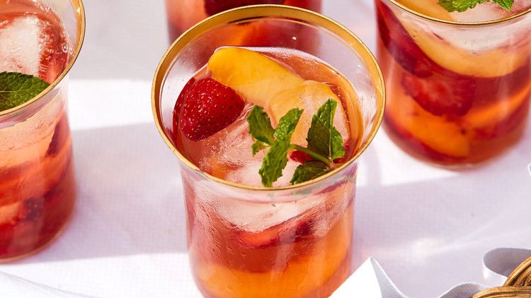 Rose Sangria with Nectarines and Strawberries