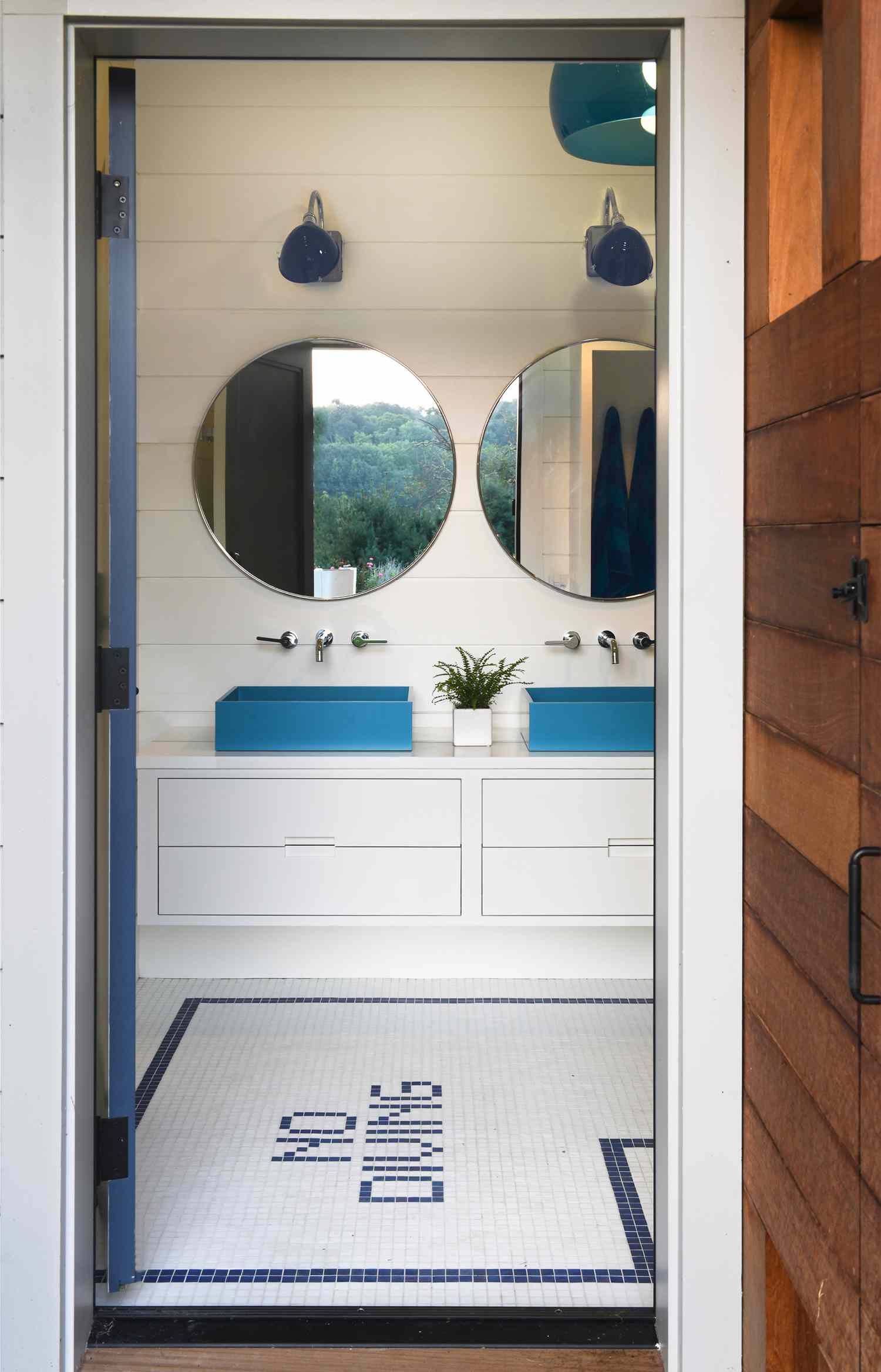 Cheeky no diving tiles in bathroom