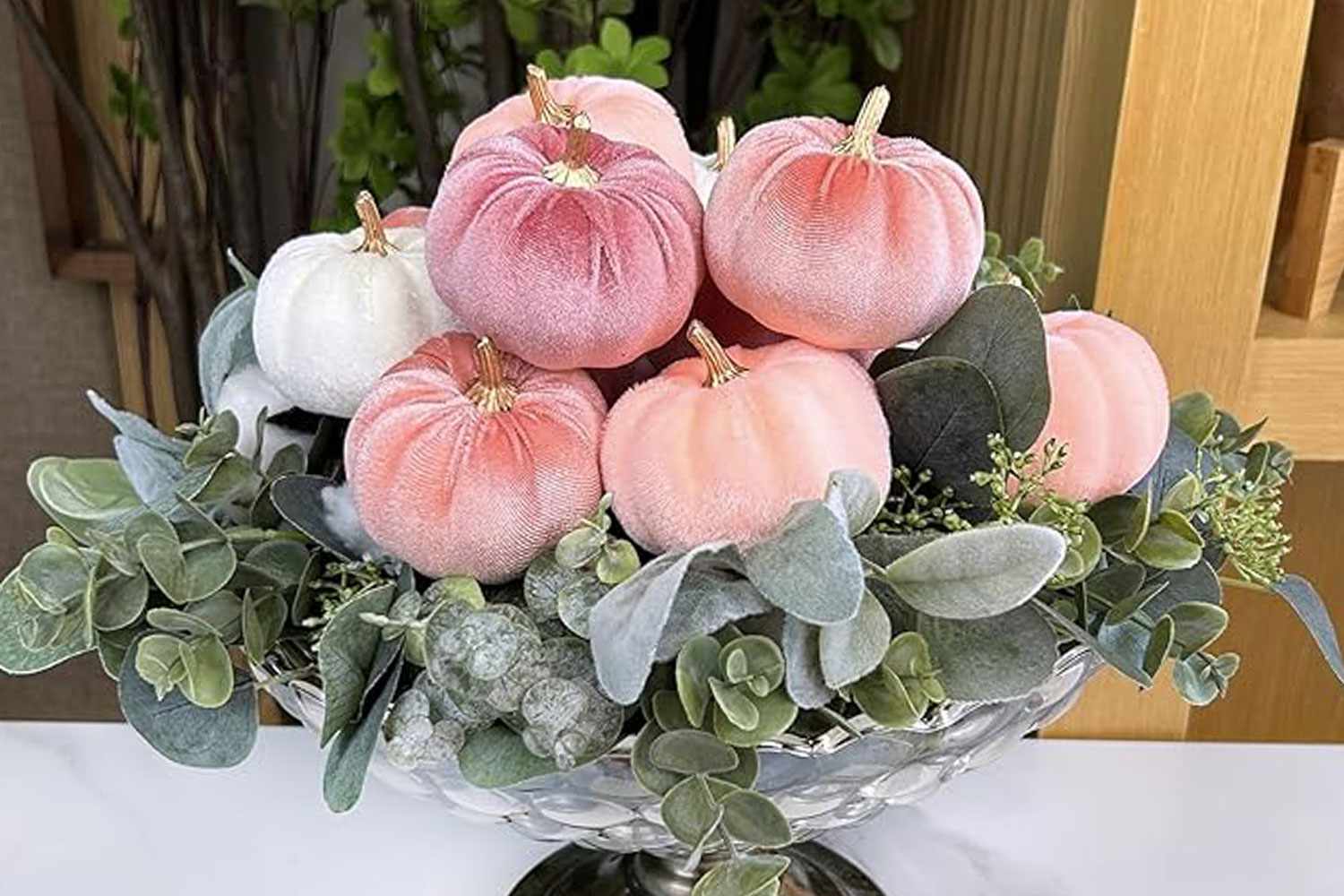 Pink velvet pumpkins