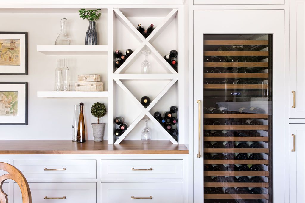 Wine bar in white and wood kitchen