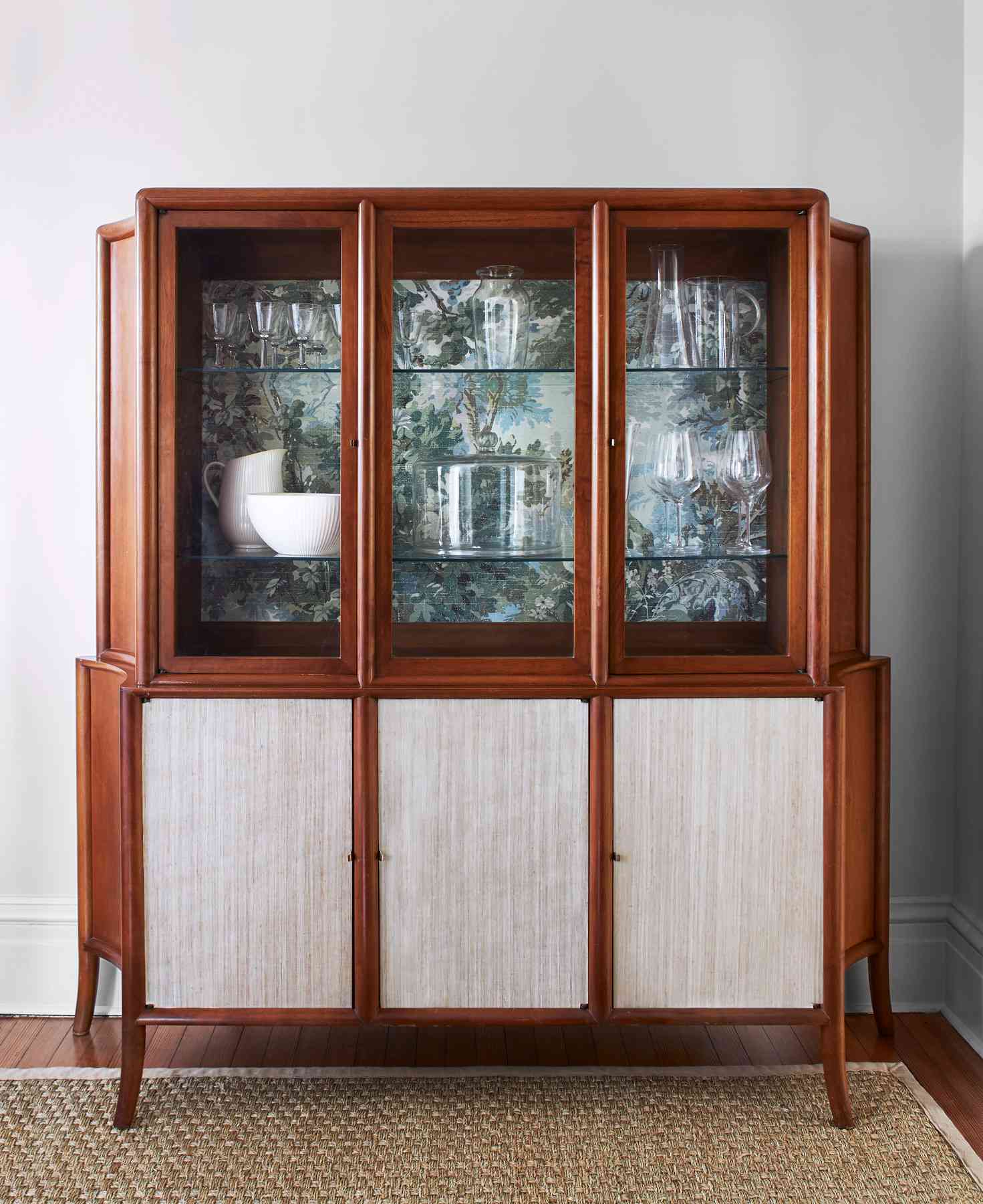 old-fashioned cabinet upgraded with wallpaper