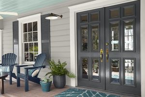 Front porch black front door