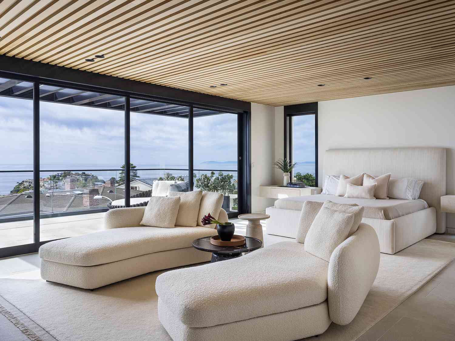 white bedroom wood ceiling