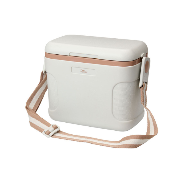 Portable cooler with a shoulder strap